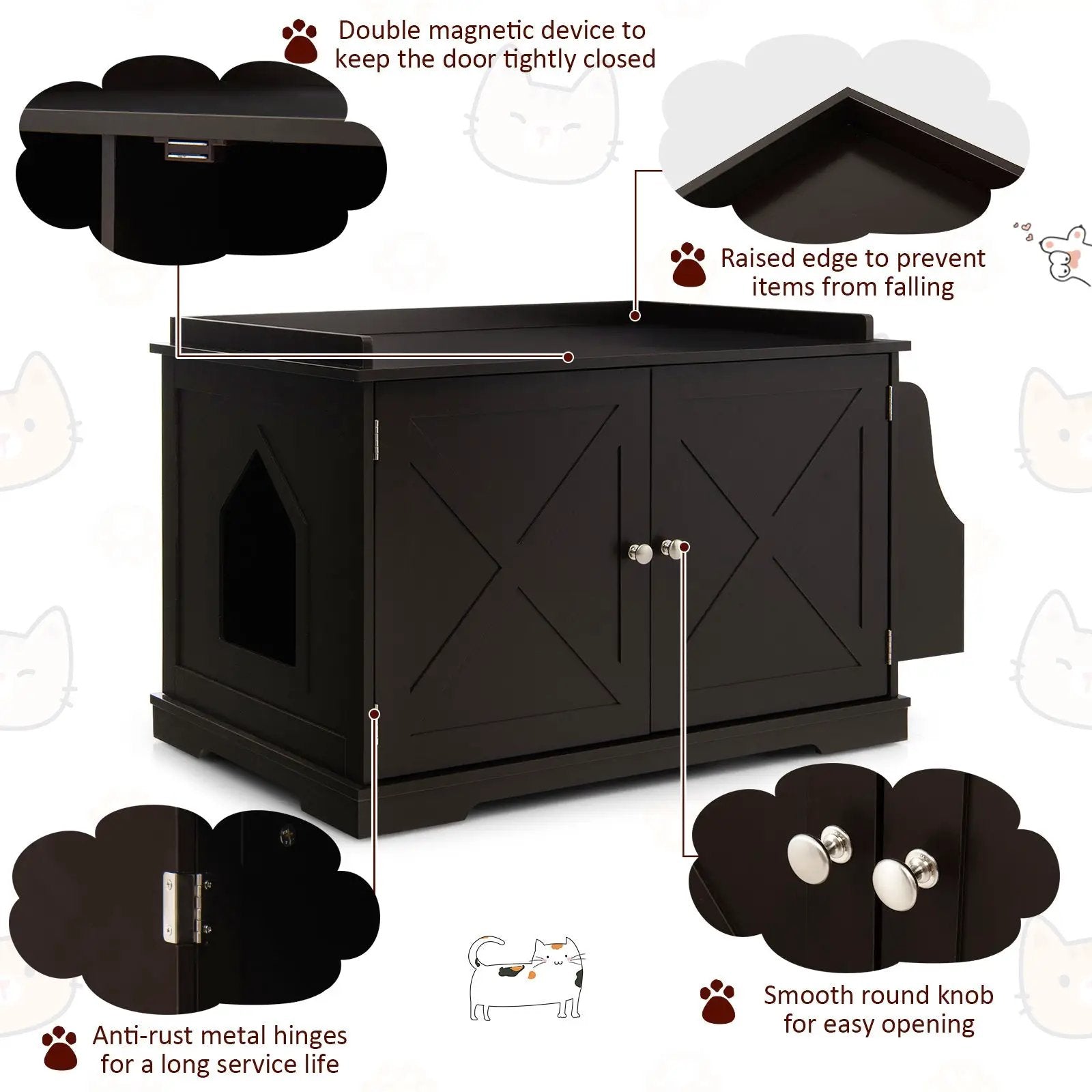Large Wooden Cat Litter Box Enclosure with the Storage Rack by DirectDeals