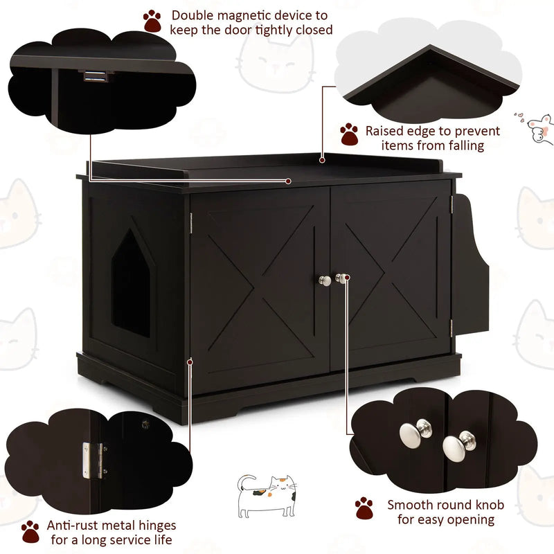 Large Wooden Cat Litter Box Enclosure with the Storage Rack by DirectDeals