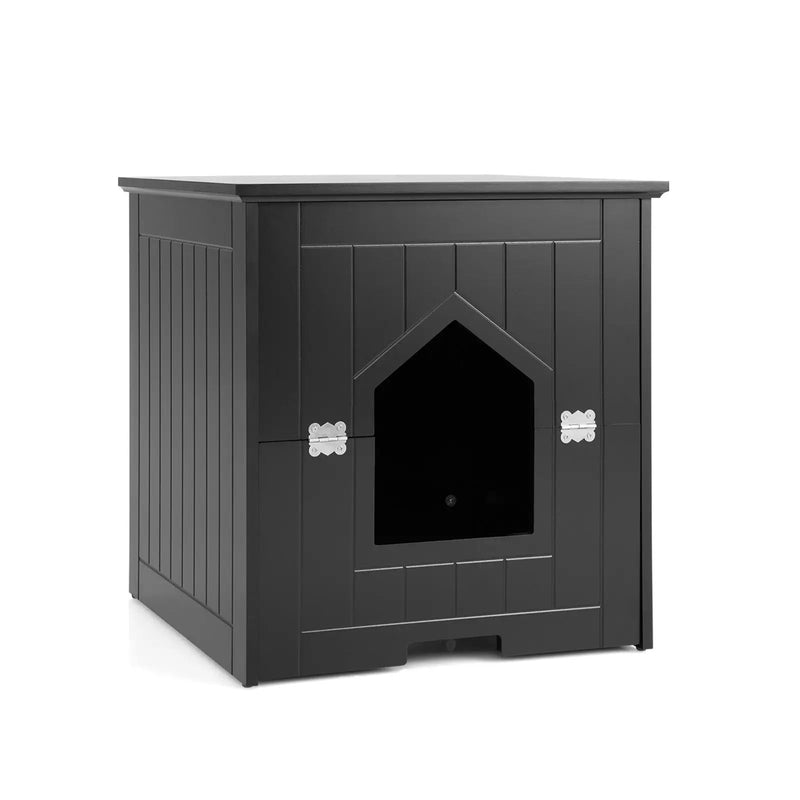 Cat Litter Box Enclosure with Flip Magnetic Half Door by DirectDeals