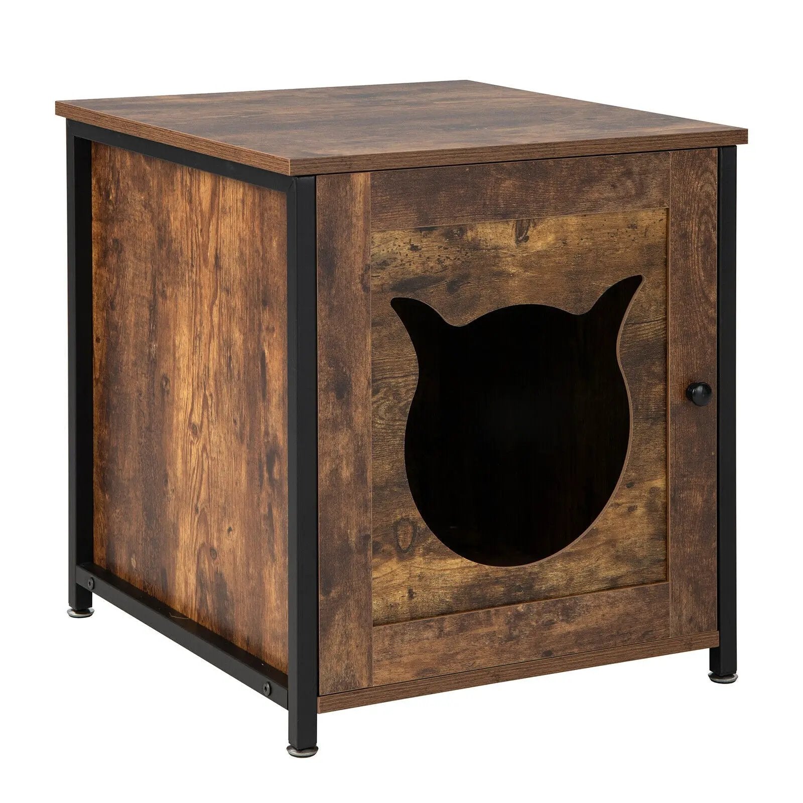 Cat Litter Box Enclosure with Door and Ventilated Hole-Brown by DirectDeals