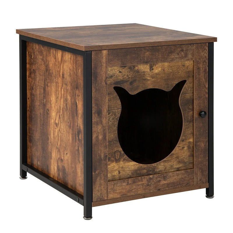 Cat Litter Box Enclosure with Door and Ventilated Hole-Brown by DirectDeals
