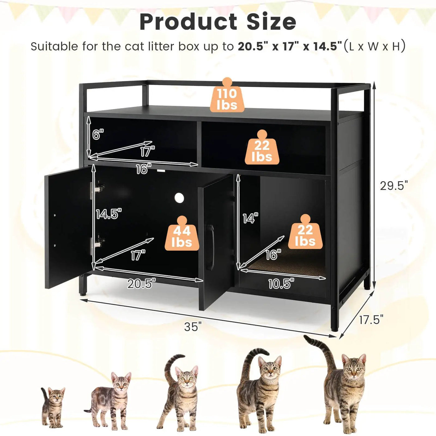 Hidden Cat Washroom with Double Doors and Scratch Cardboard by DirectDeals