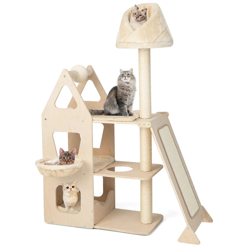 Multi-Level Cat Tree with Sisal Scratching Post-Beige by DirectDeals