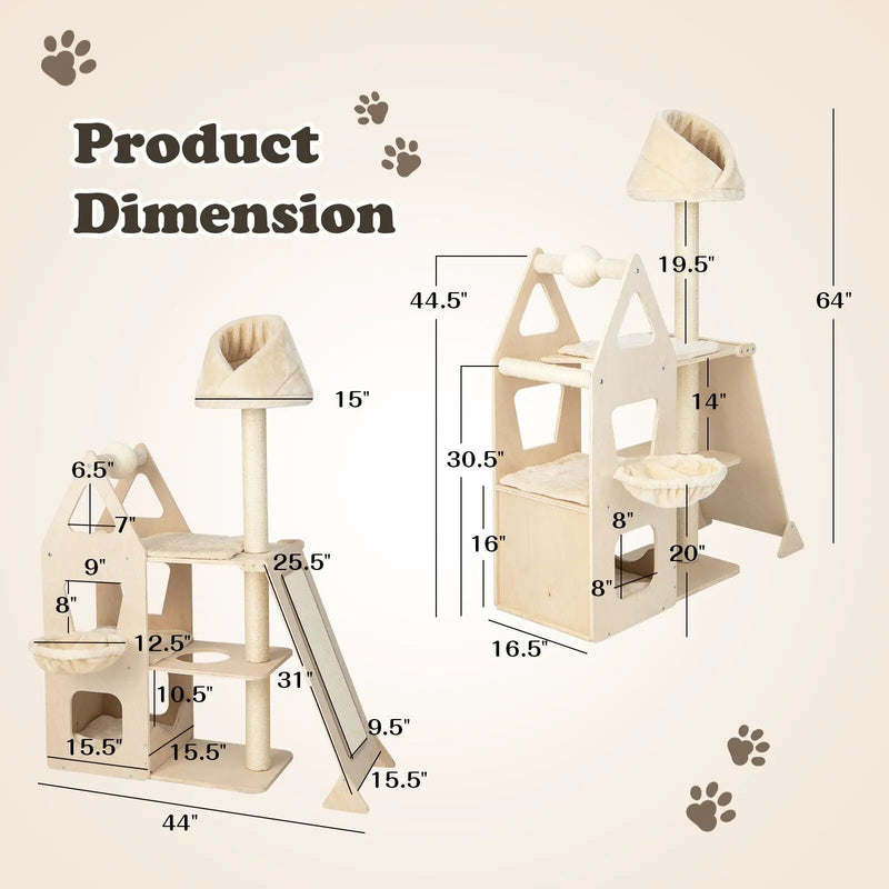 Multi-Level Cat Tree with Sisal Scratching Post-Beige by DirectDeals