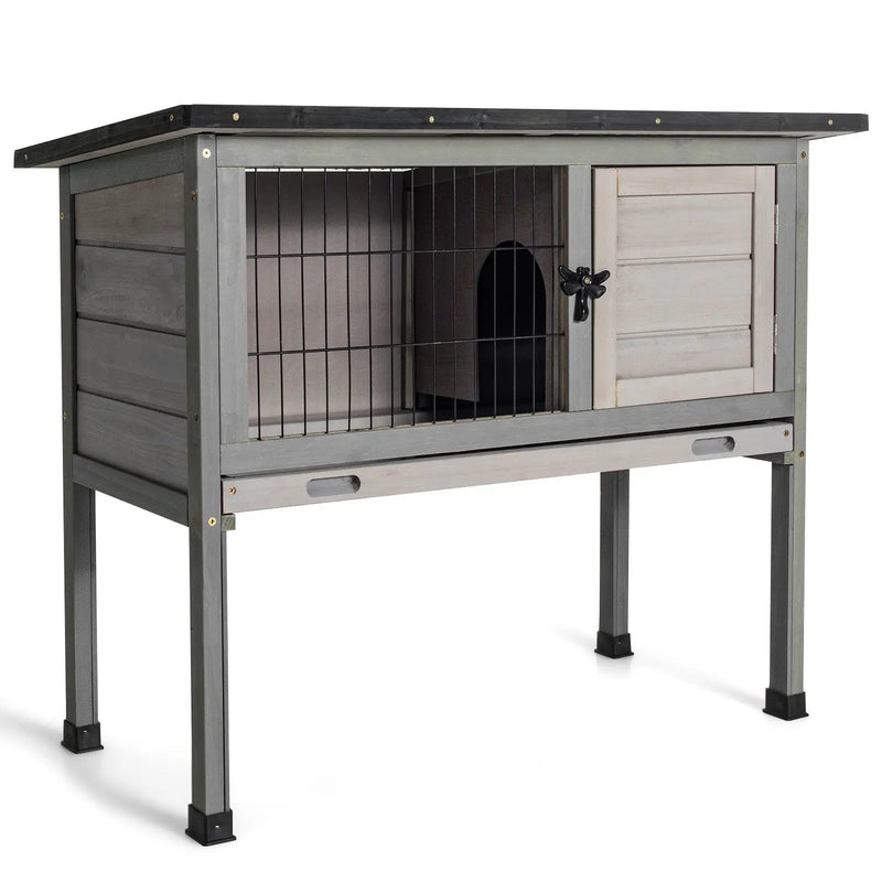 Small Elevated Rabbit Hutch with Hinged Asphalt Roof and Removable Tray by DirectDeals