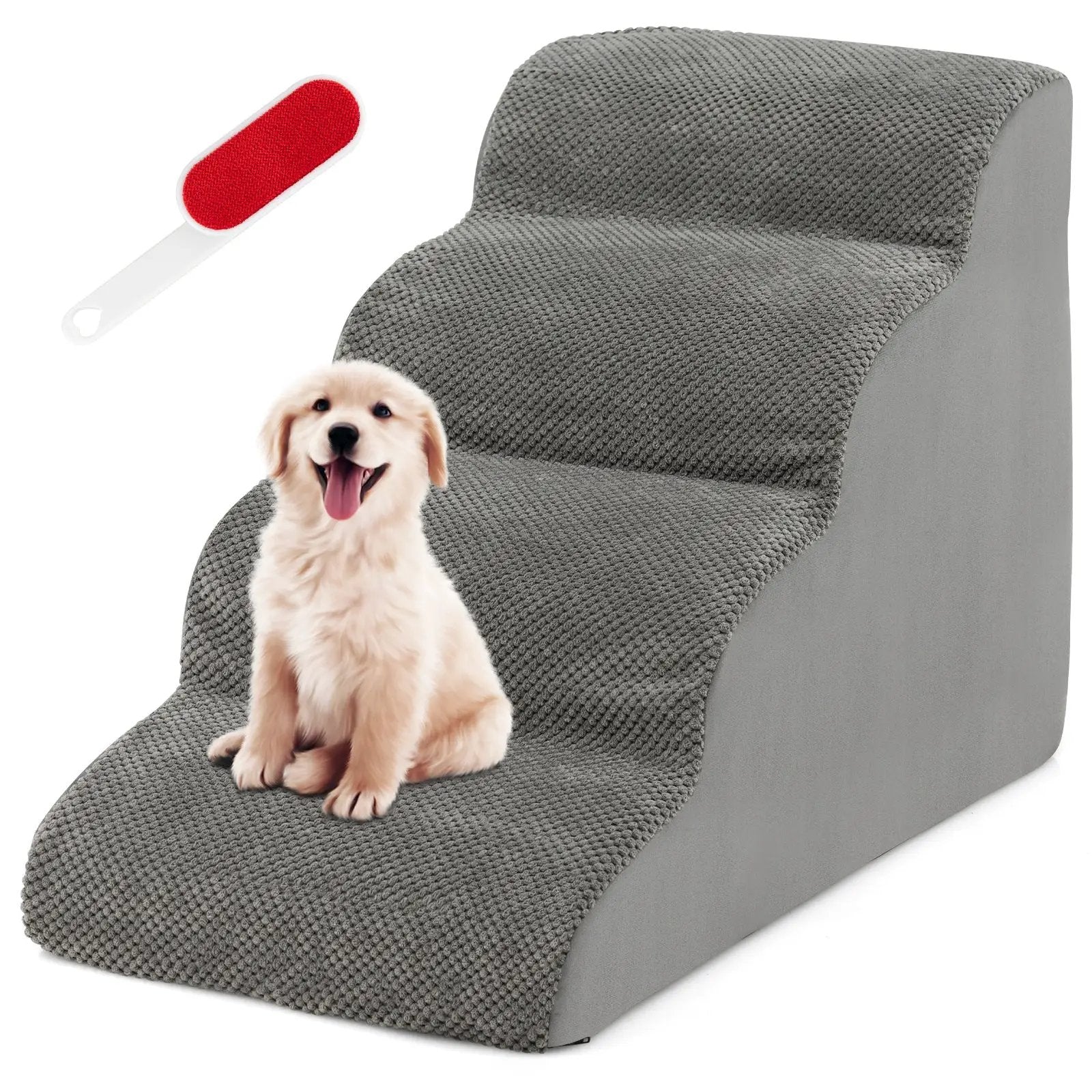 4-Tier Foam Dog Steps with Non-Slip Surface & Washable Cover by DirectDeals