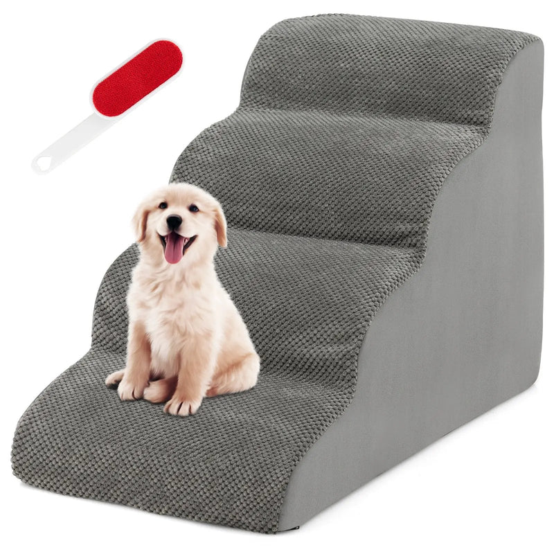 4-Tier Foam Dog Steps with Non-Slip Surface & Washable Cover by DirectDeals