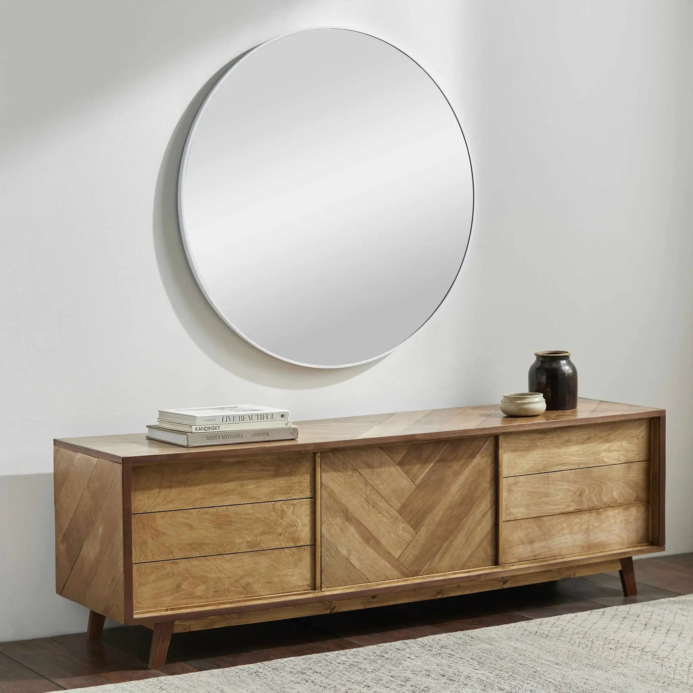 Pontalina Round White Mirror - Clearance by Boutique Rugs