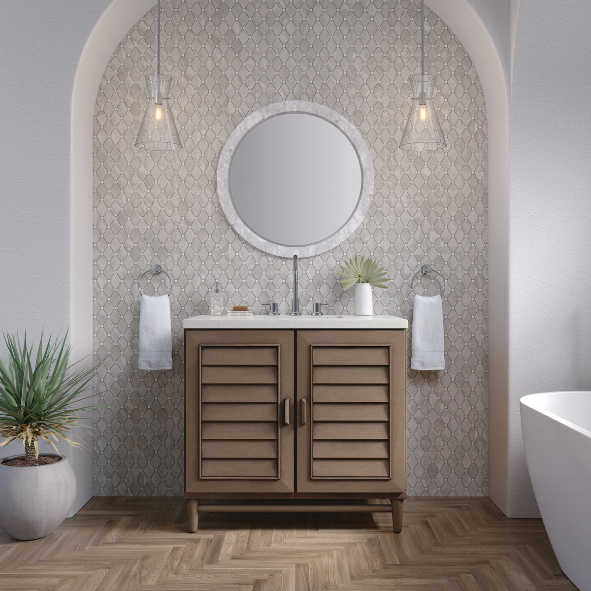 James Martin Portland 36" Single Bathroom Vanity, Whitewashed Walnut, view 23