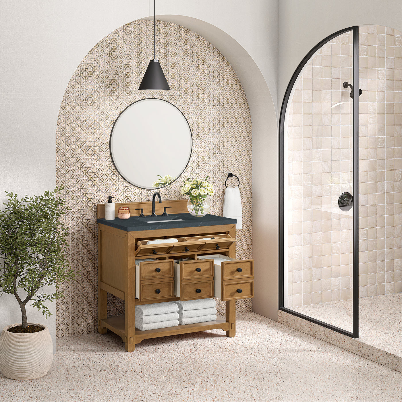 James Martin Malibu 36" Single Bathroom Vanity, Amber Birch, view 37