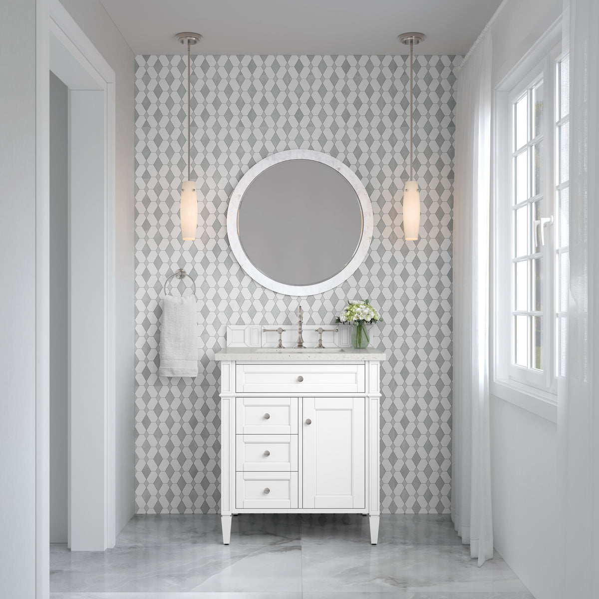 James Martin Brittany 30" Single Bathroom Vanity, Bright White, view 16