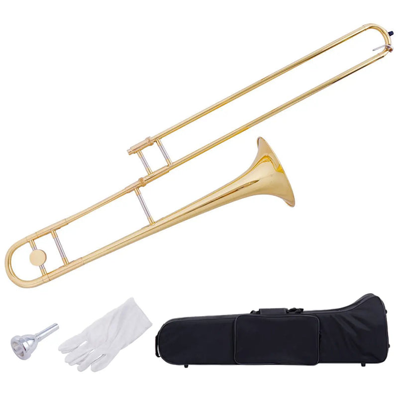 B Flat Trombone Golden Brass with Mouthpiece by DirectDeals