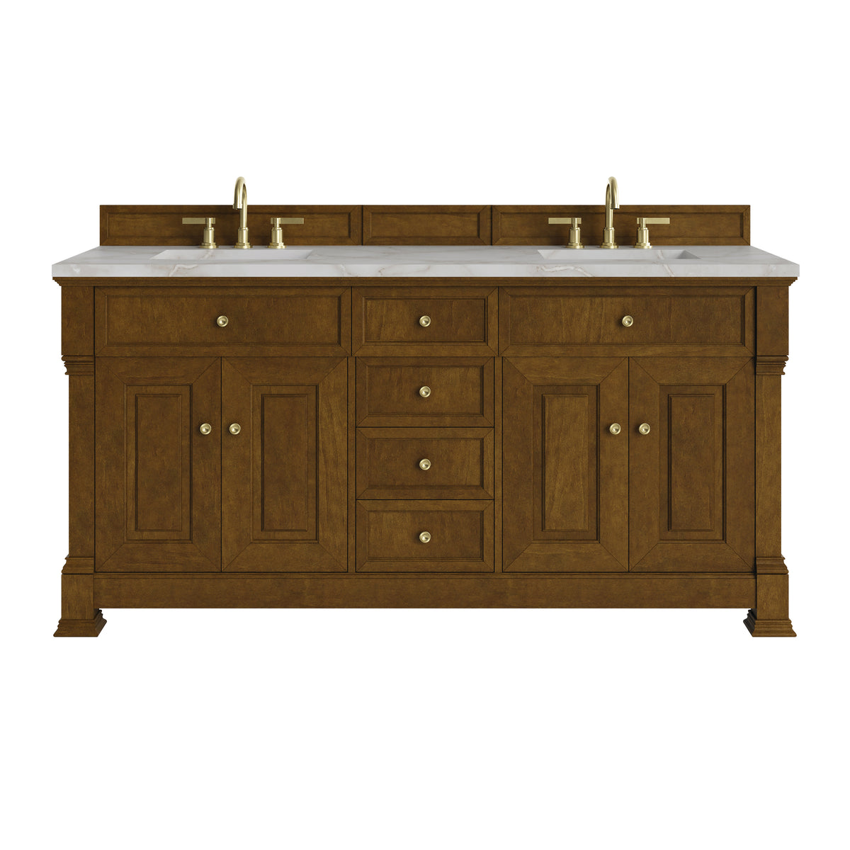 James Martin Brookfield 72" Double Bathroom Vanity, Honey Oak with Victorian Silver countertop