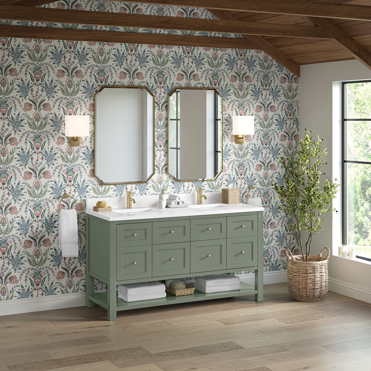 James Martin Breckenridge 60" Double Bathroom Vanity, Smokey Celadon, view 29