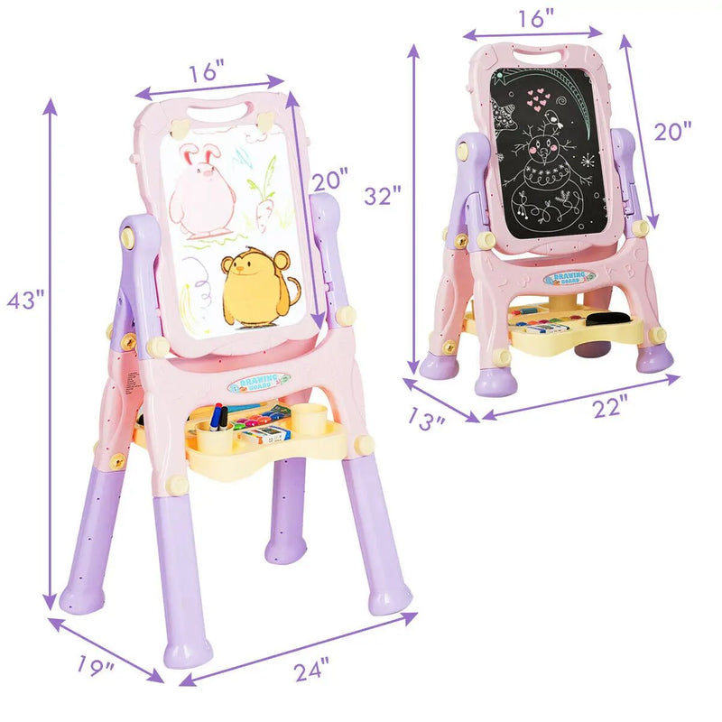 Kids Height Adjustable Double Side Magnetic Art Easel-Purple by DirectDeals