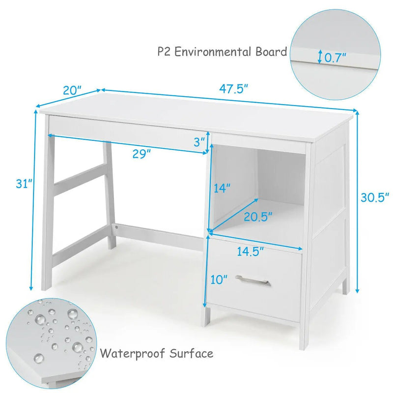 47.5 Inch Modern Home Computer Desk with 2 Storage Drawers by DirectDeals