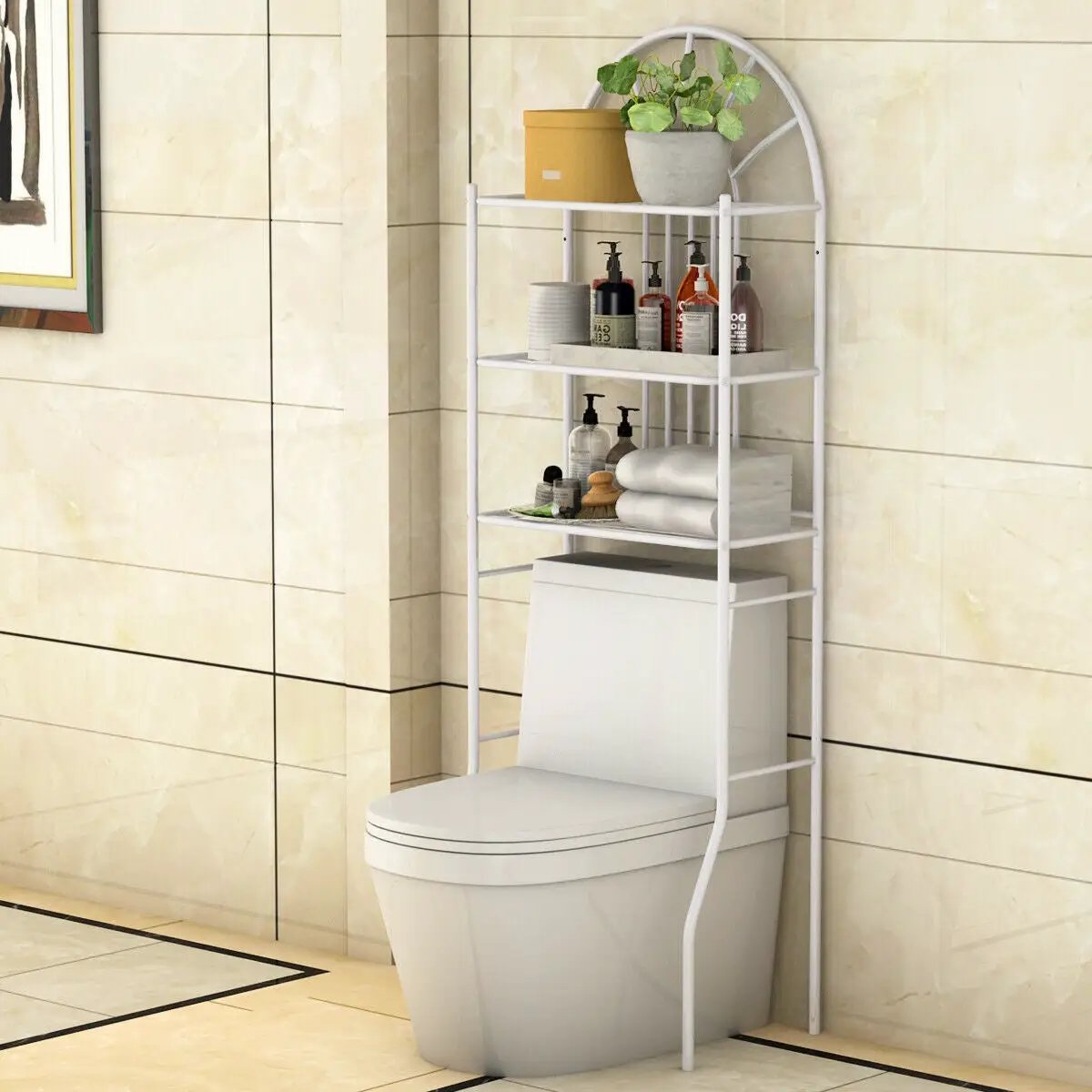 3-Tier Bathroom Rack Over-the-Toilet Storage Rack with 3 Shelves by DirectDeals