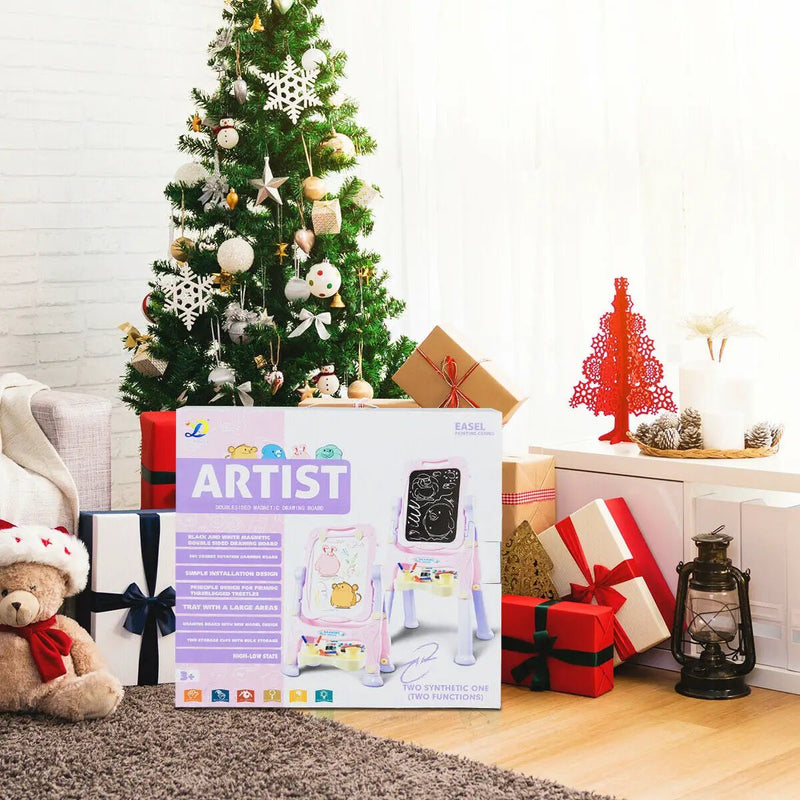 Kids Height Adjustable Double Side Magnetic Art Easel-Purple by DirectDeals