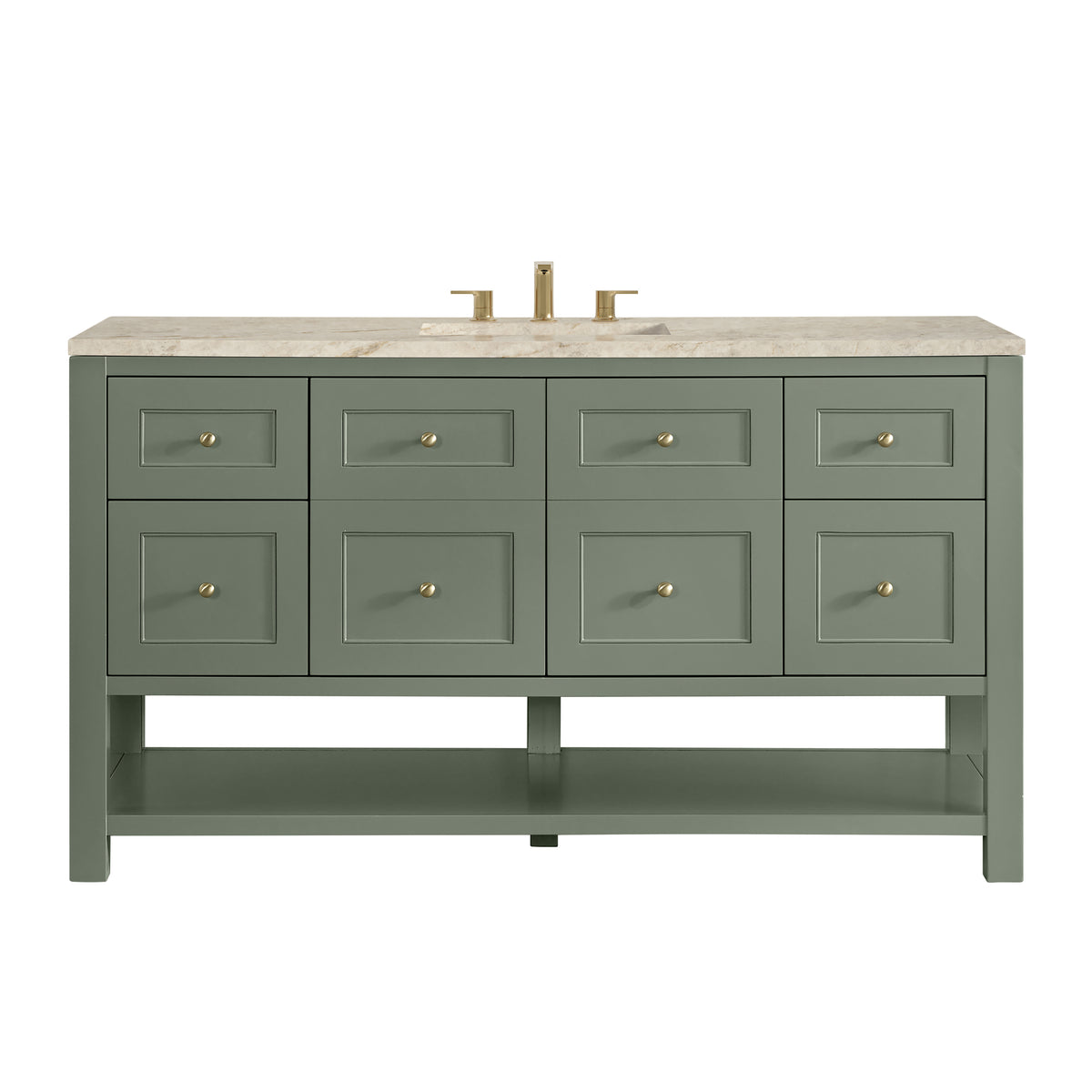 James Martin Breckenridge 60" Single Bathroom Vanity, Smokey Celadon with Tajnar countertop