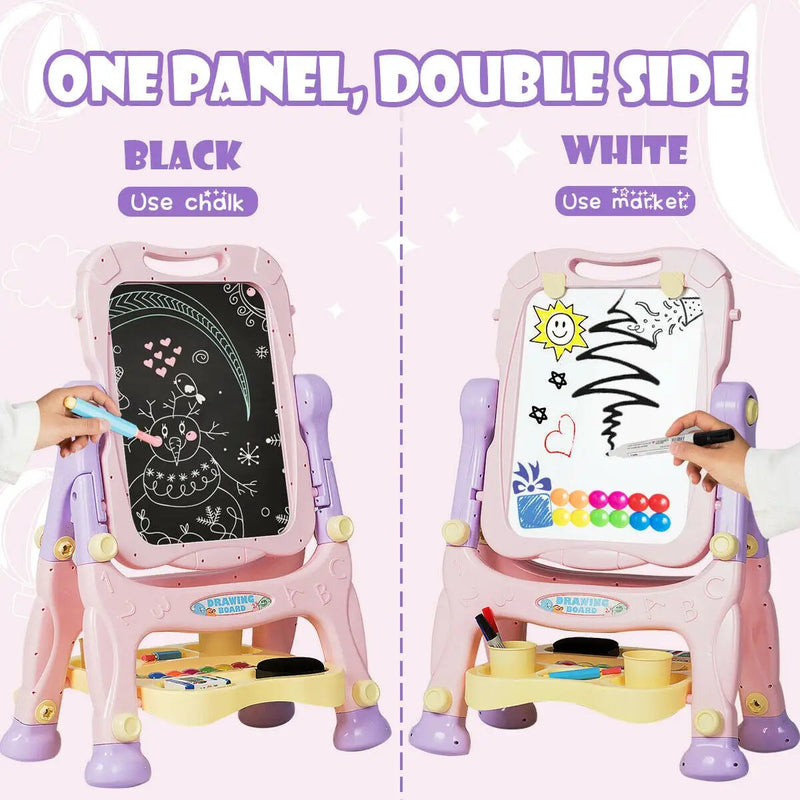 Kids Height Adjustable Double Side Magnetic Art Easel-Purple by DirectDeals