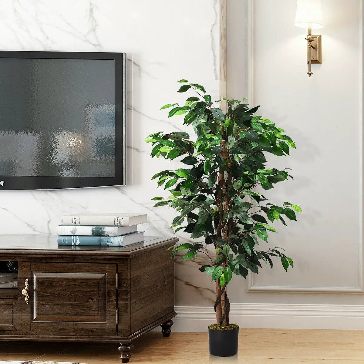 4 Feet In/Outdoor Trunks Artificial Ficus Silk Tree by DirectDeals