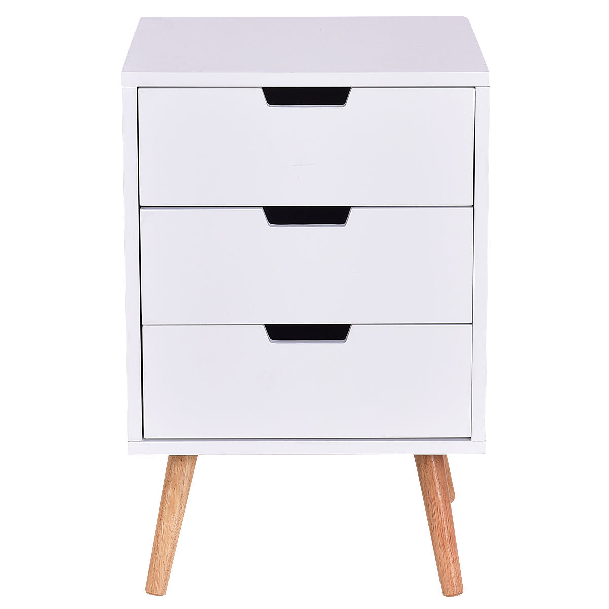 Wood Side End Table Nightstand with 3 Drawers Mid-Century Accent by DirectDeals