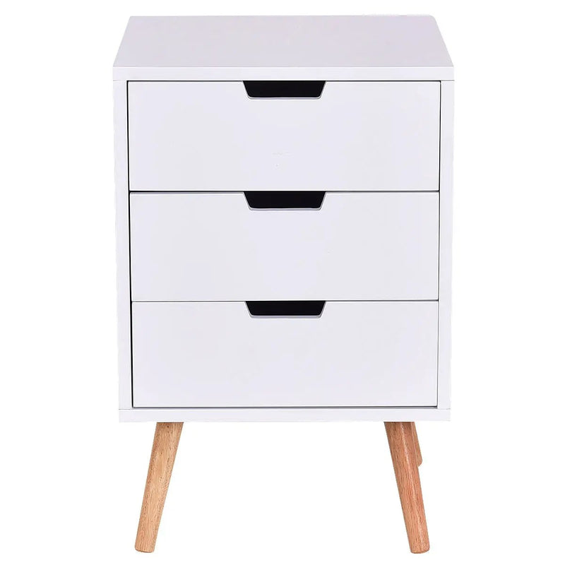 Wood Side End Table Nightstand with 3 Drawers Mid-Century Accent by DirectDeals
