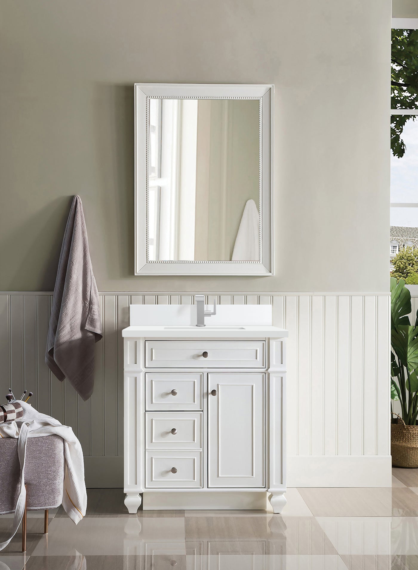 James Martin Bristol 30" Single Bathroom Vanity, Bright White by James Martin