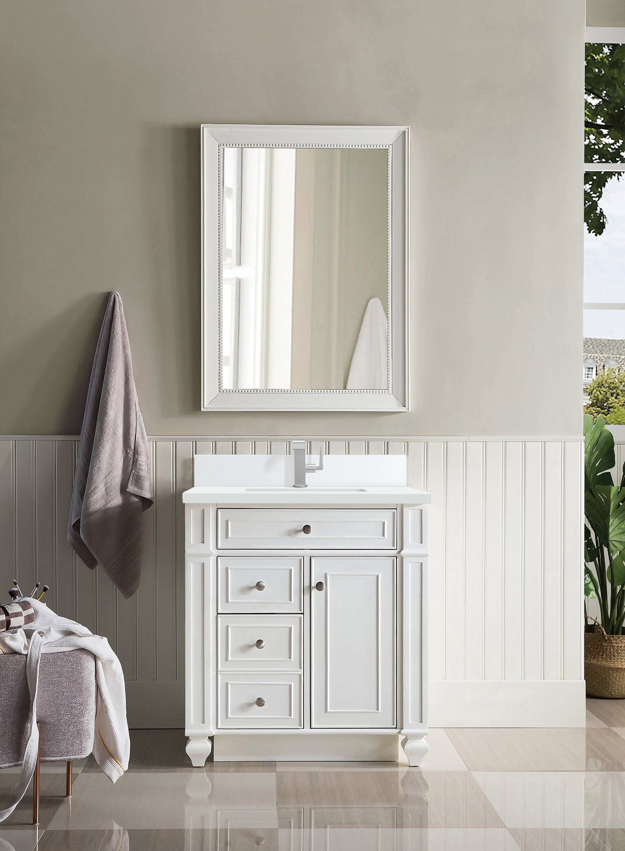 James Martin Bristol 30" Single Bathroom Vanity, Bright White by James Martin