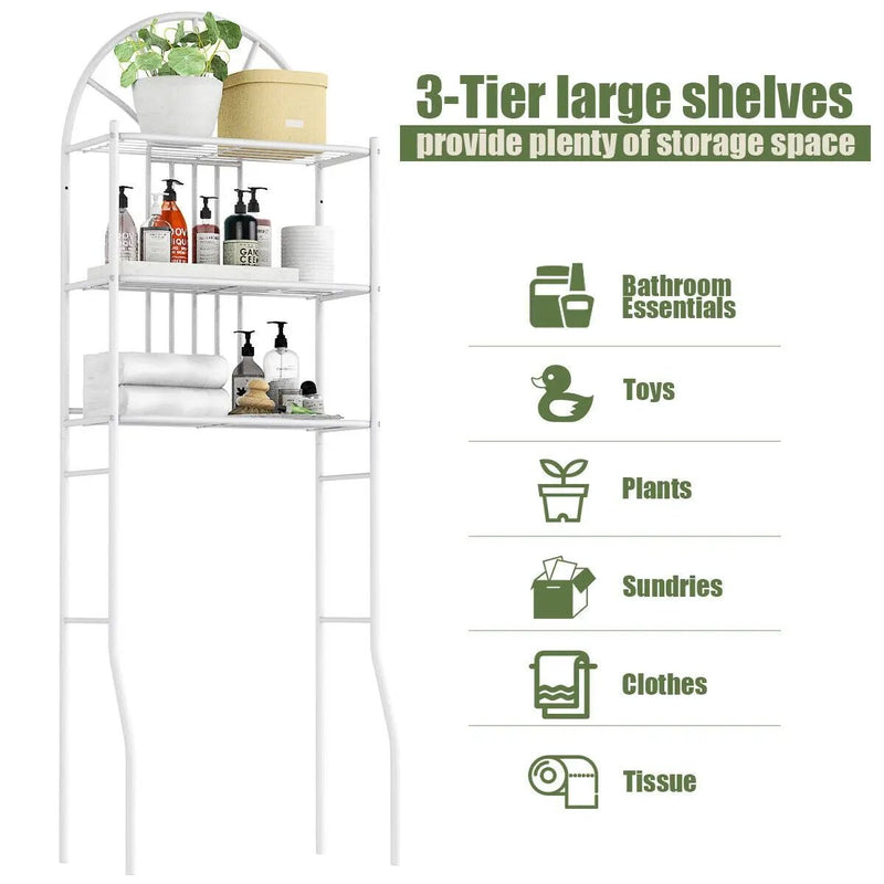 3-Tier Bathroom Rack Over-the-Toilet Storage Rack with 3 Shelves by DirectDeals