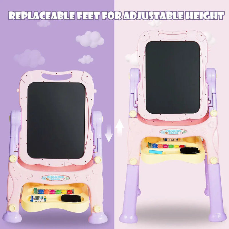 Kids Height Adjustable Double Side Magnetic Art Easel-Purple by DirectDeals