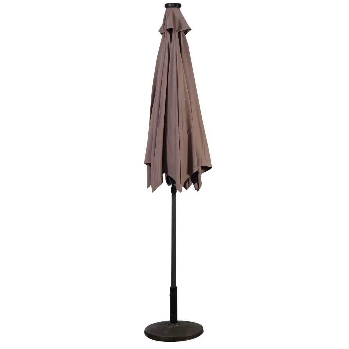 9FT Patio Solar Umbrella LED Patio Market Steel Tilt W/ Crank Outdoor New-Tan by DirectDeals