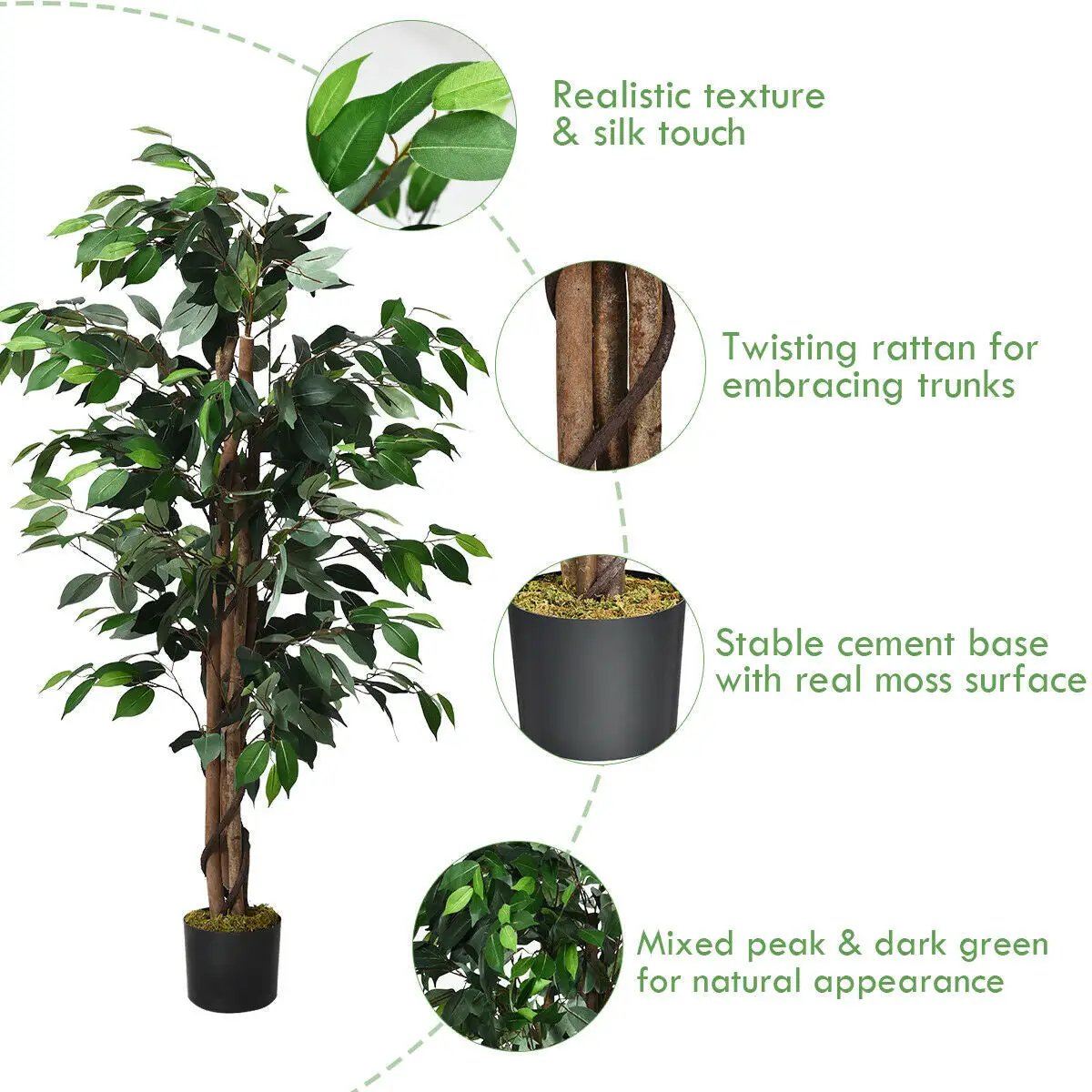 4 Feet In/Outdoor Trunks Artificial Ficus Silk Tree by DirectDeals