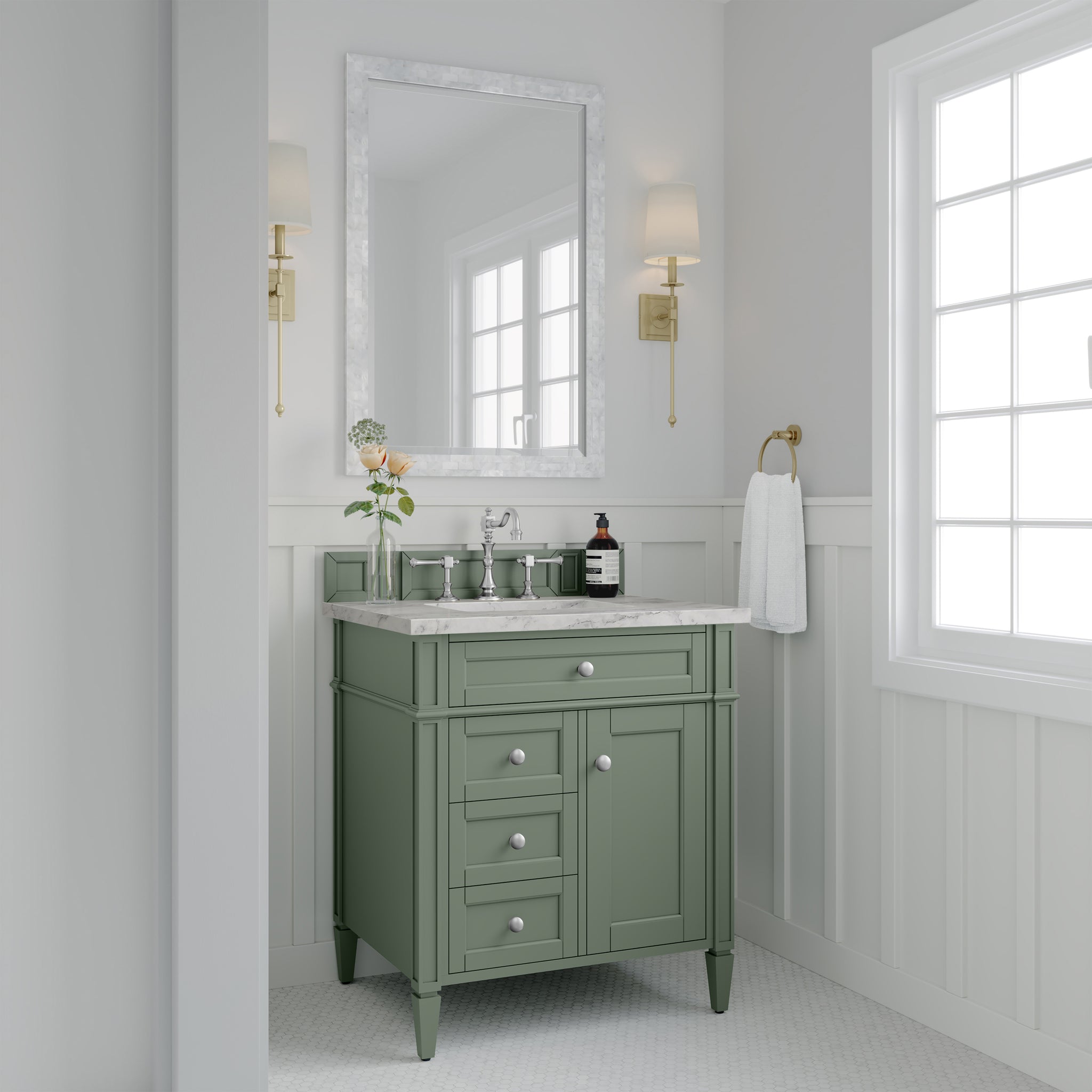 James Martin Brittany 30" Single Bathroom Vanity, Smokey Celadon, view 39