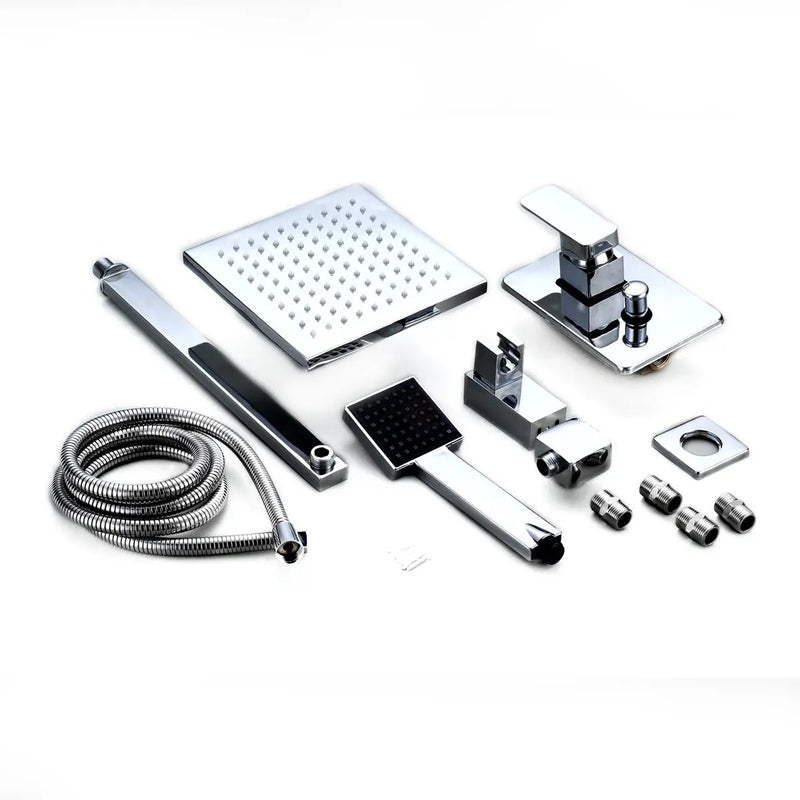 8 Inch LED Rainfall Shower head Arm Control Valve Handspray Shower Faucet Set by DirectDeals