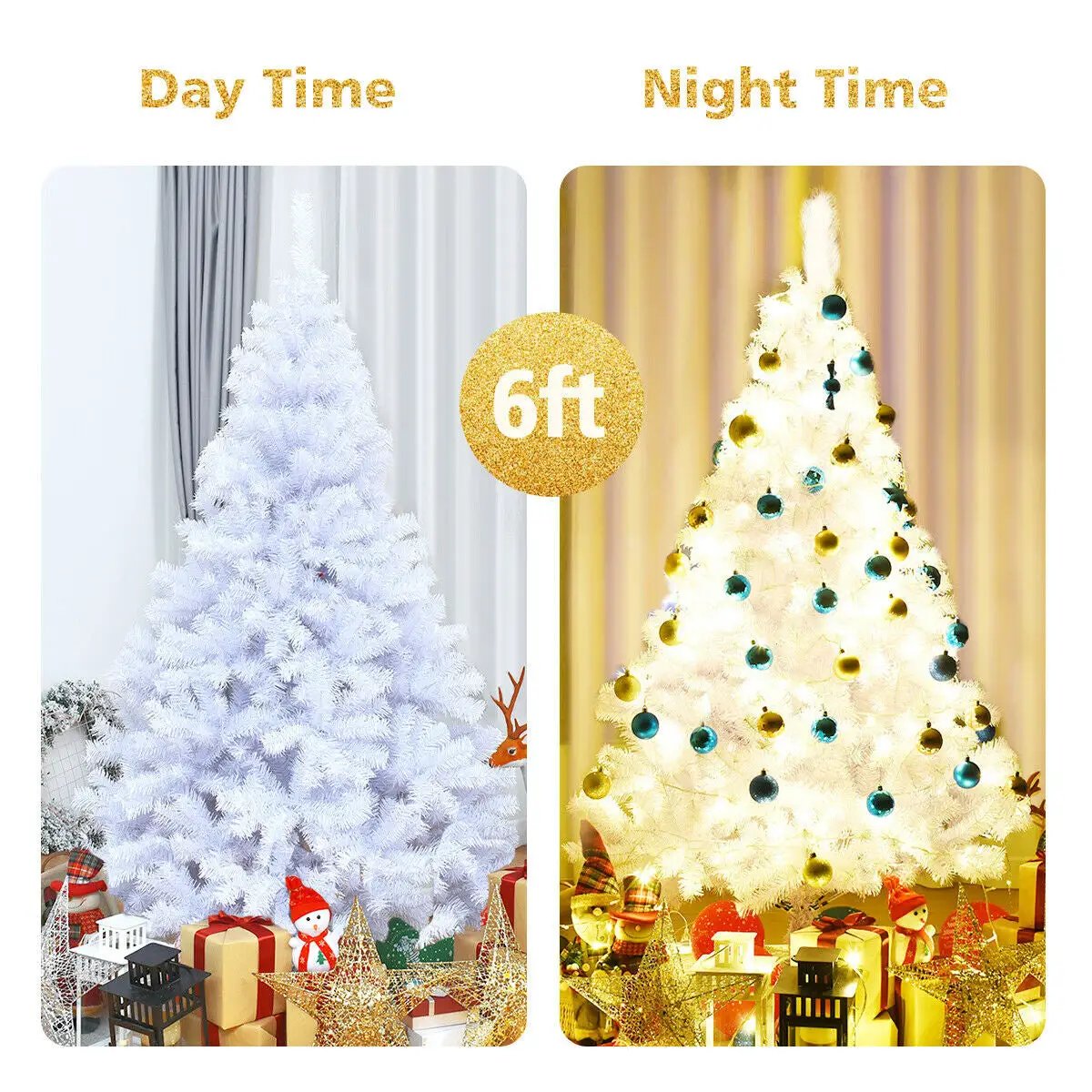 6' / 7.5' / 9' Hinged Artificial Christmas Tree with Metal Stand by DirectDeals