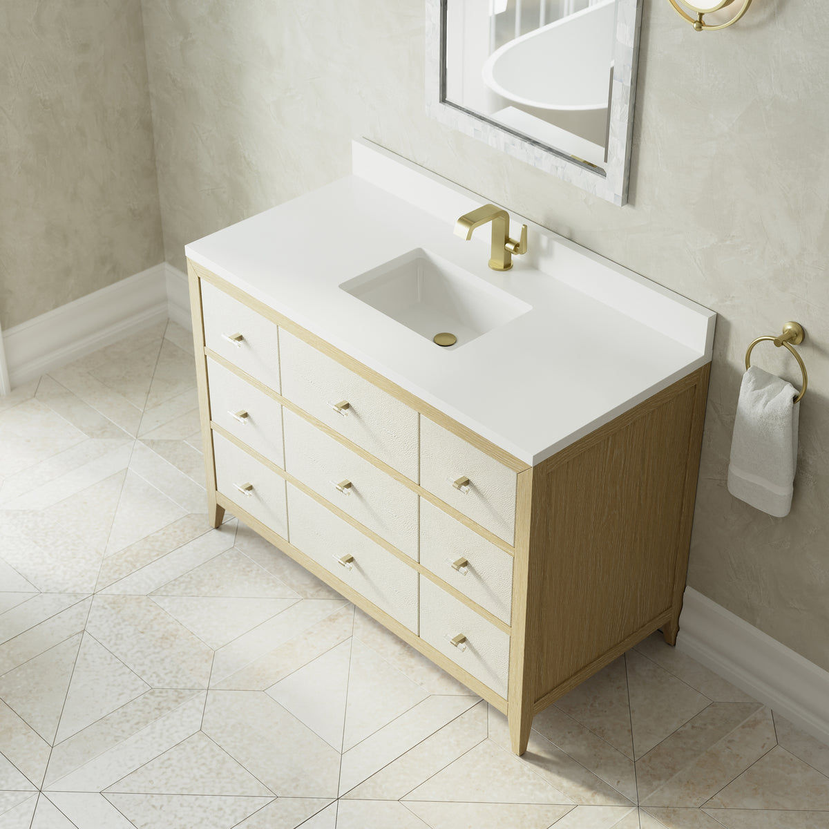 James Martin Celeste 48" Single Bathroom Vanity, Sunwashed Oak with Embossed Shagreen Drawer Fronts, view 30