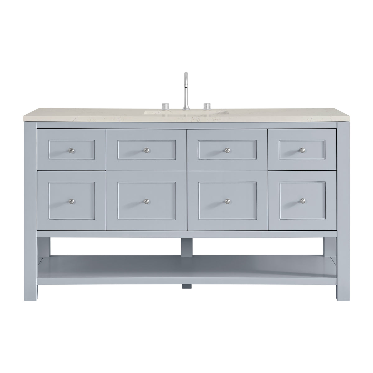 James Martin Breckenridge 60" Single Bathroom Vanity, Serenity Blue with Siberian countertop