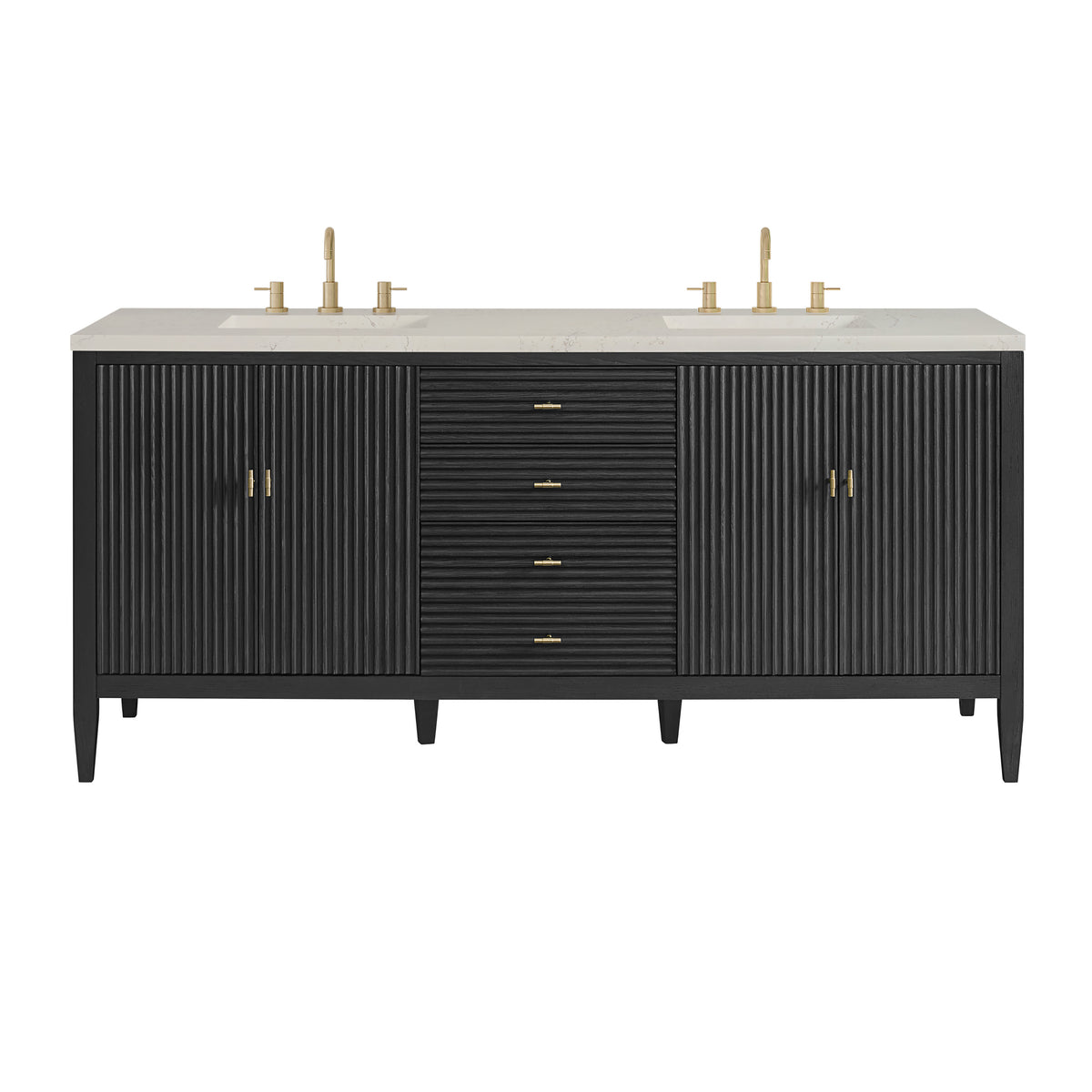 James Martin Myrrin 72" Double Bathroom Vanity, Carbon Oak with Siberian countertop