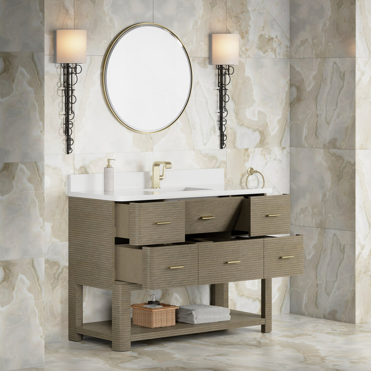 James Martin Lucian 48" Single Bathroom Vanity, Pebble Oak, view 23