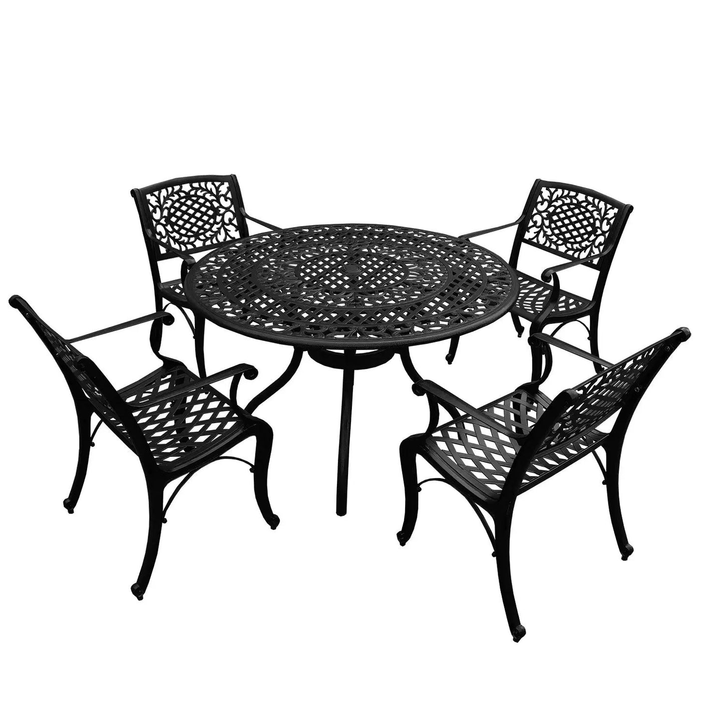 Outdoor Aluminum 5pc Round Patio Dining Set with Four Chairs by Sharicks