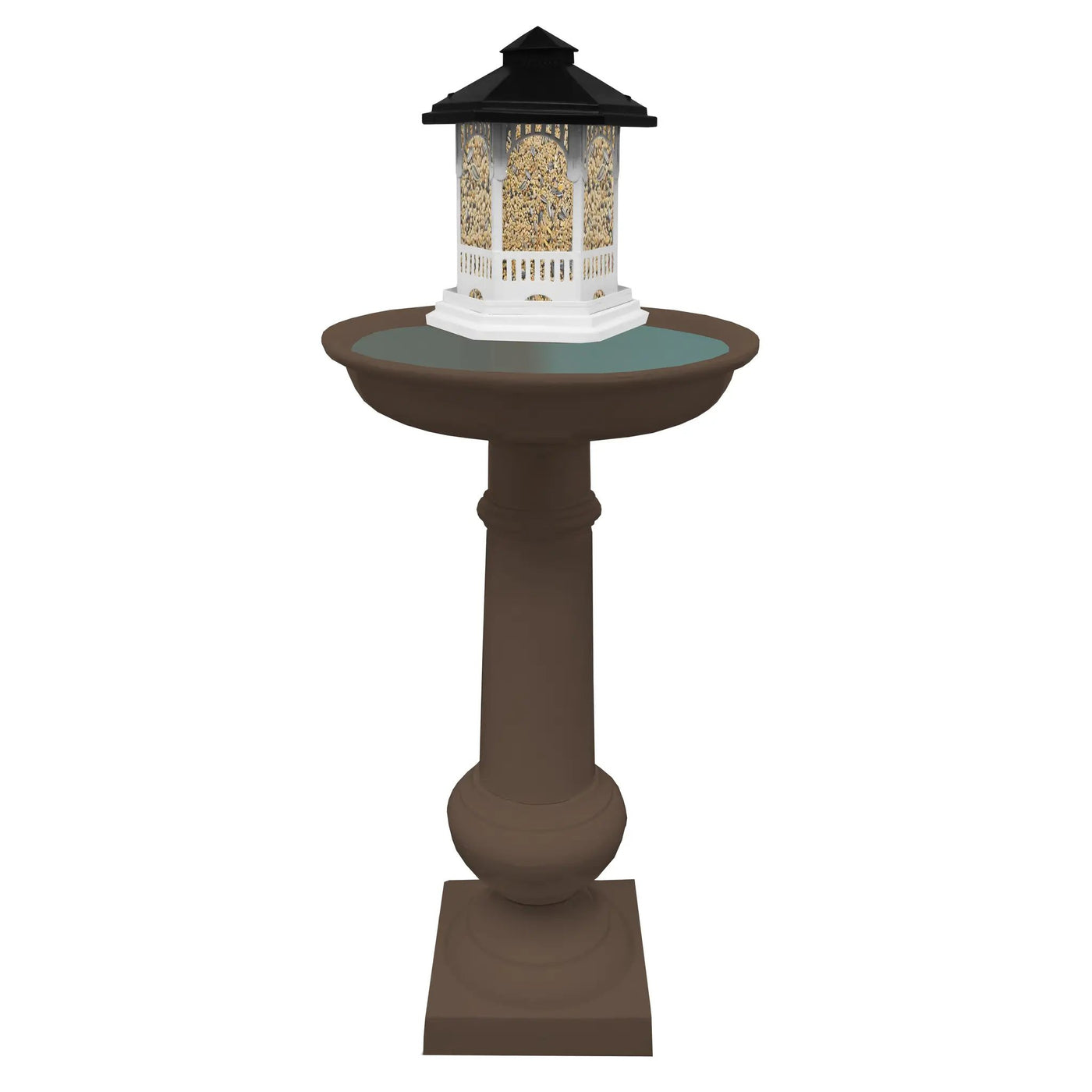Modern Round Cast Aluminum Metal 40-in Bird Bath and Bird Feeder Combo by Sharicks