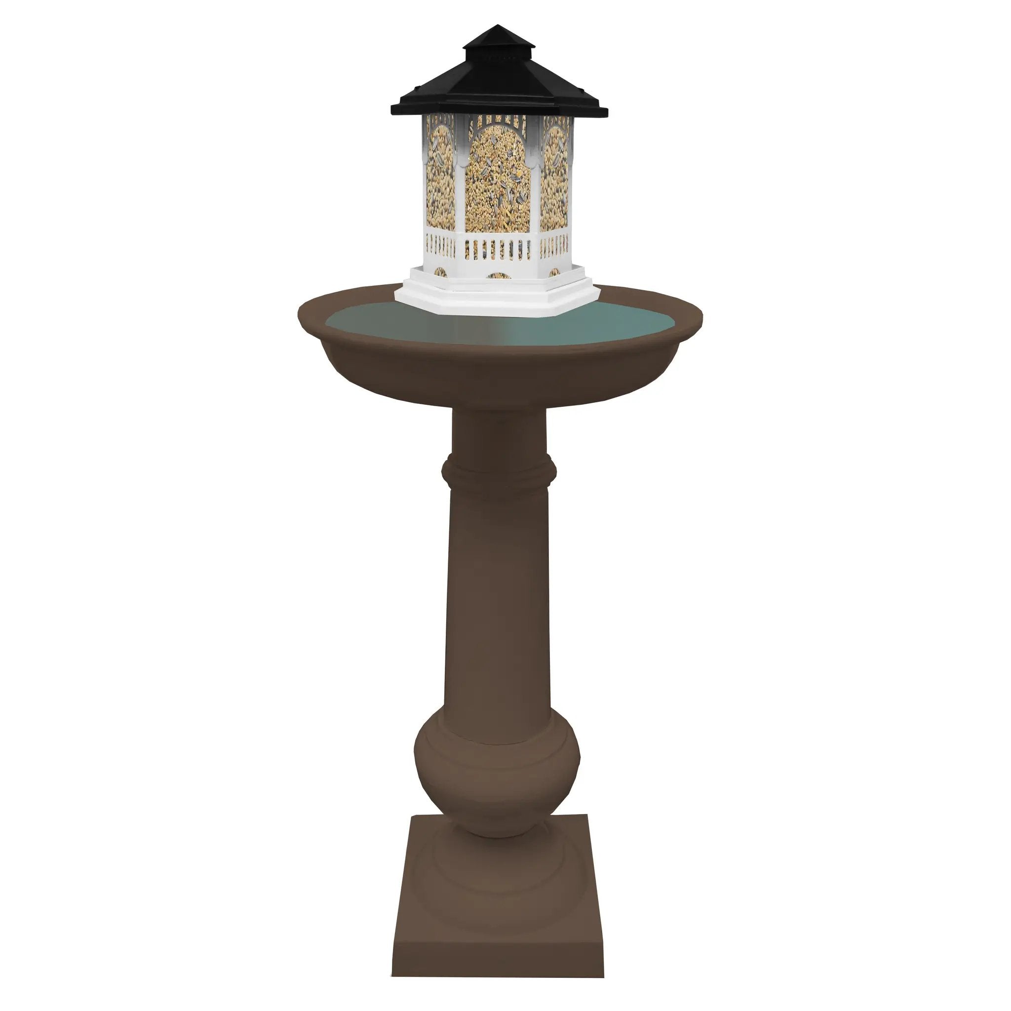 Modern Round Cast Aluminum Metal 40-in Bird Bath and Bird Feeder Combo by Sharicks