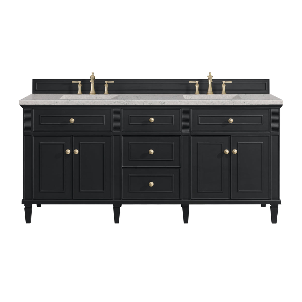 James Martin Lorelai 72" Double Bathroom Vanity, Black Onyx with Eternal Jasmine Pearl countertop