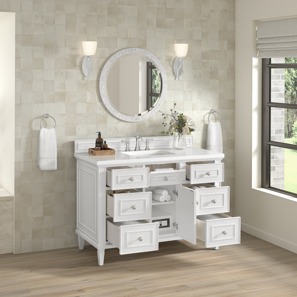 James Martin Lorelai 48" Single Bathroom Vanity, Bright White, view 40