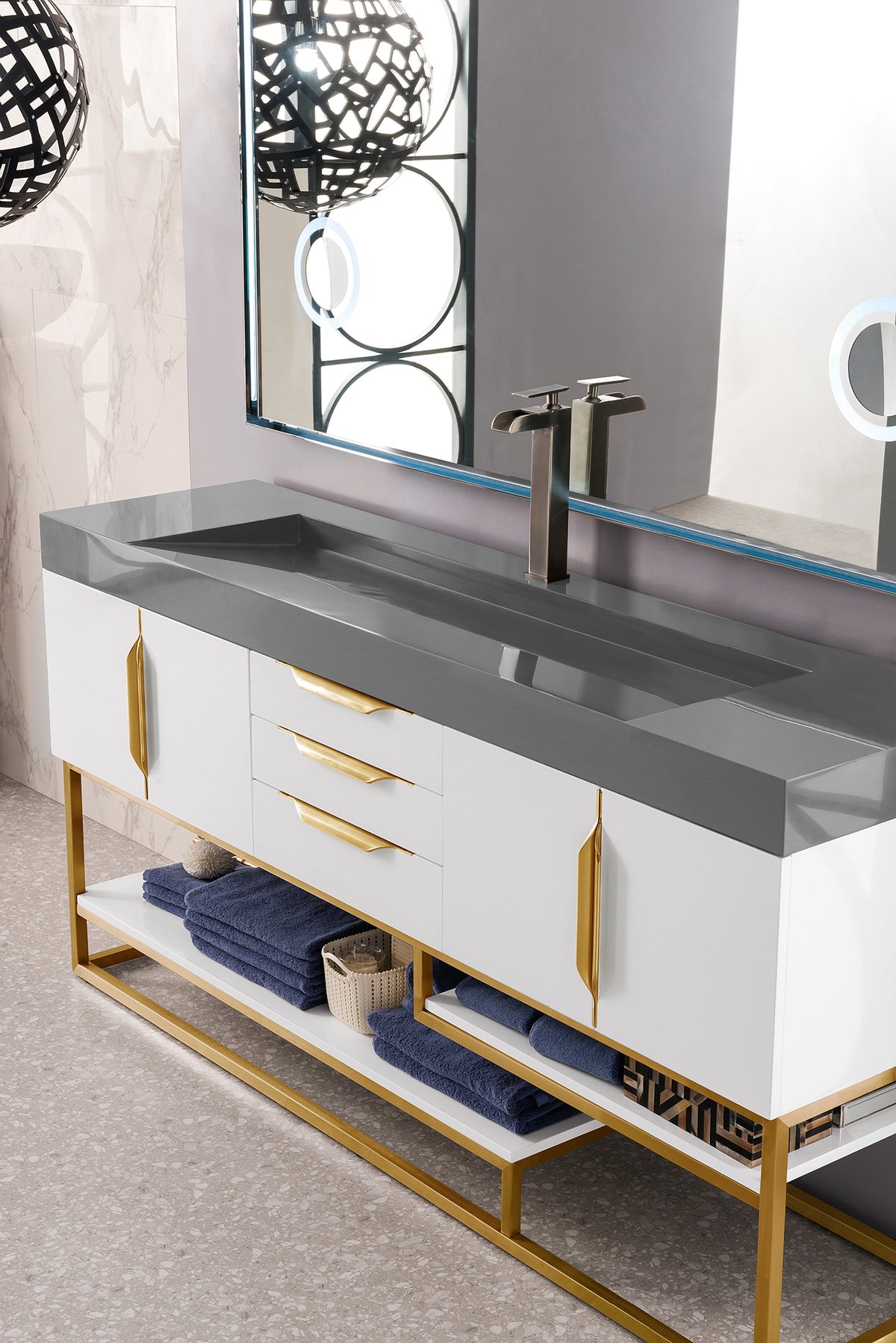 James Martin Columbia 72" Single Bathroom Vanity, Glossy White, view 2