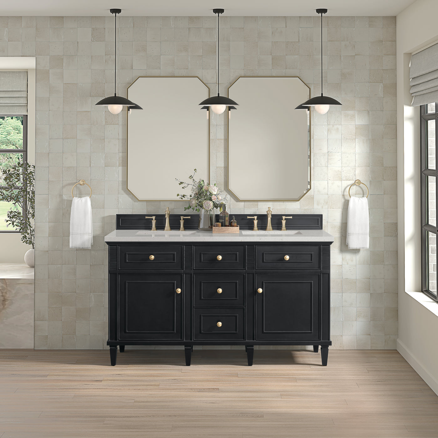 James Martin Lorelai 60" Double Bathroom Vanity, Black Onyx, view 30