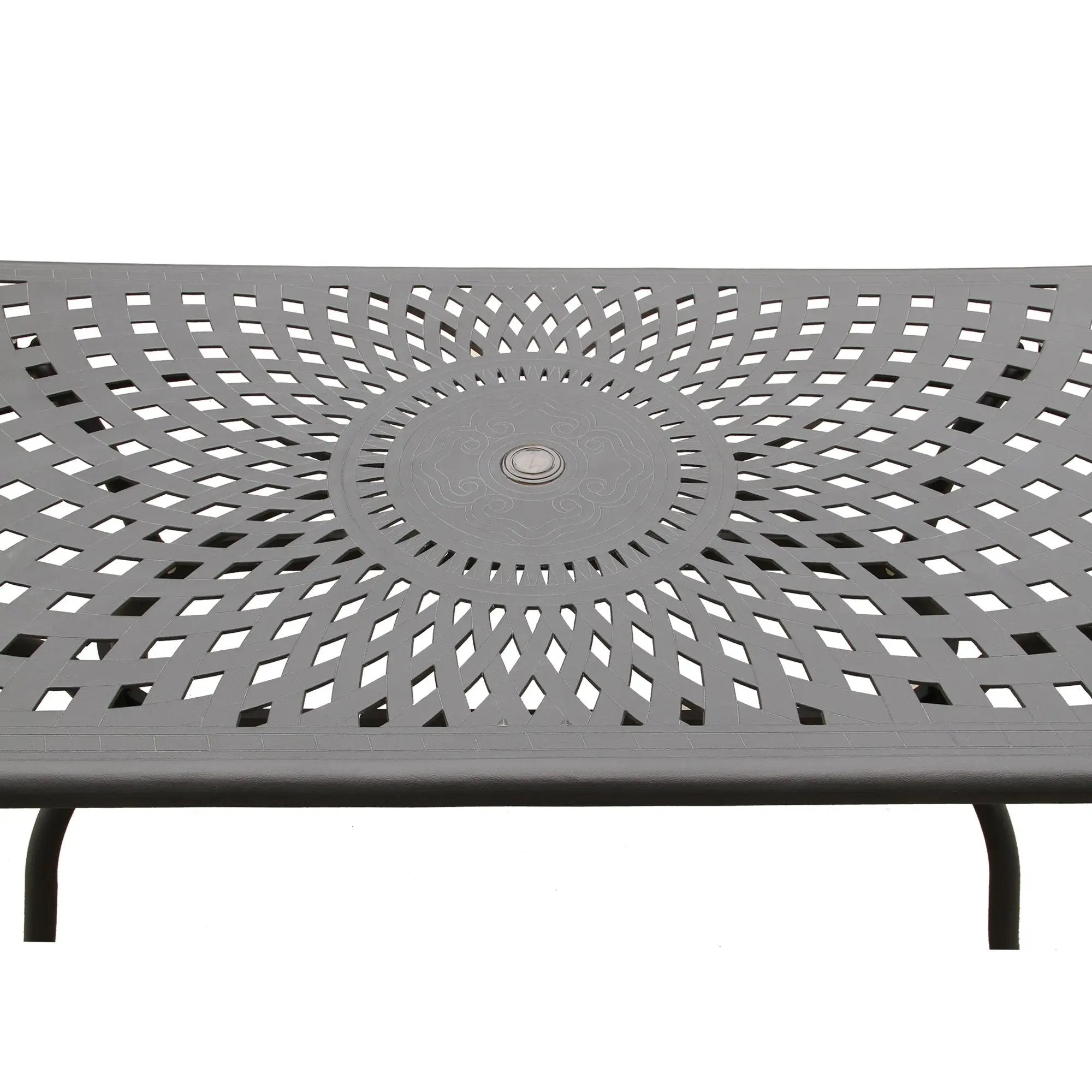 Modern Outdoor Mesh Aluminum Black 67-in Rectangle Patio Dining Table by Sharicks