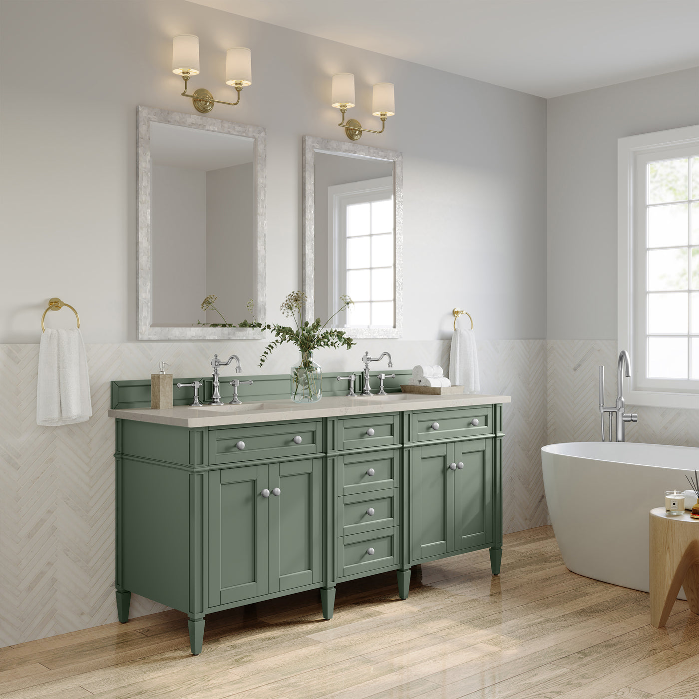 James Martin Brittany 72" Double Bathroom Vanity, Smokey Celadon by James Martin