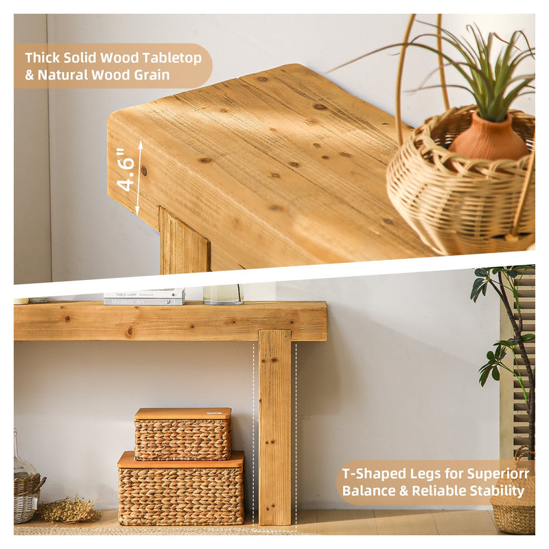 63" Solid Wood Console Table – Rustic Farmhouse Sofa Table, photo 6 of 7